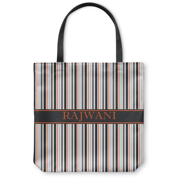 Custom Gray Stripes Canvas Tote Bag - Medium - 16"x16" (Personalized)