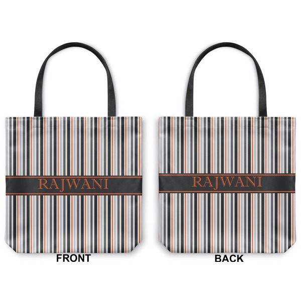 Gray Stripes Canvas Tote - Front and Back