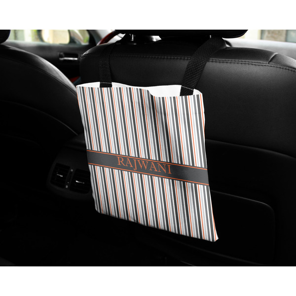 Gray Stripes Car Bag - In Use