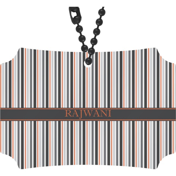 Custom Gray Stripes Rear View Mirror Ornament (Personalized)