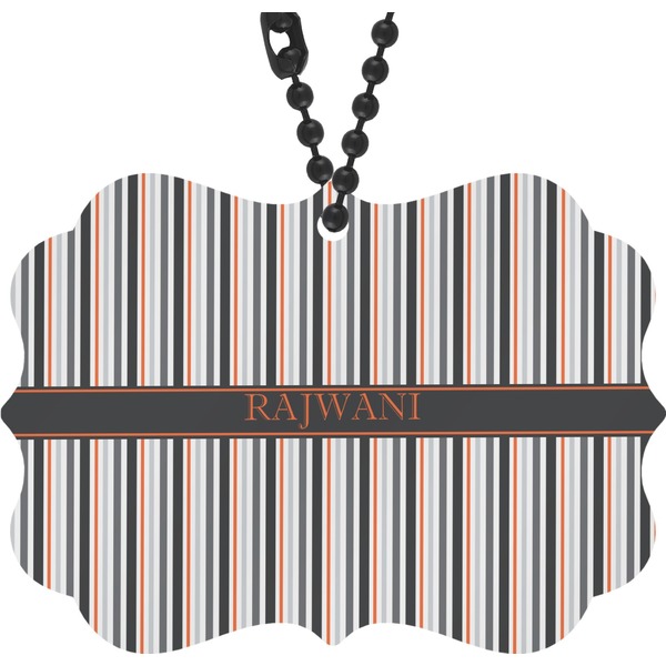 Custom Gray Stripes Rear View Mirror Decor (Personalized)