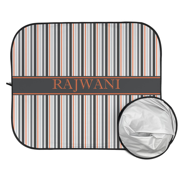 Gray Stripes Car Sun Shades - FOLDED & UNFOLDED