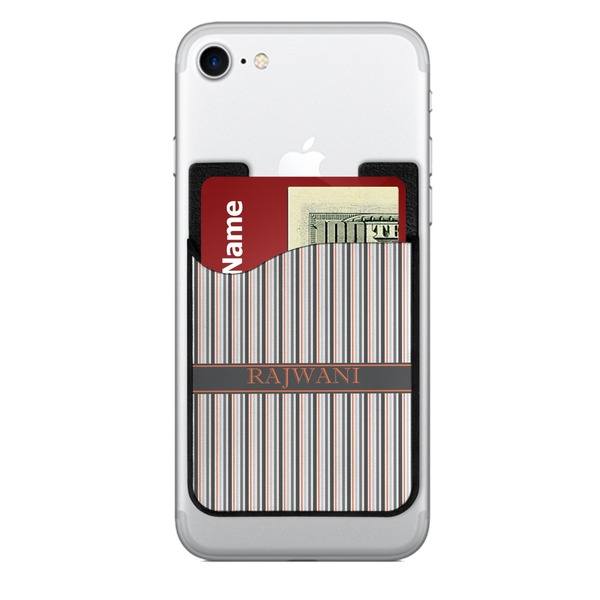 Custom Gray Stripes 2-in-1 Cell Phone Credit Card Holder & Screen Cleaner (Personalized)