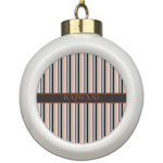 Gray Stripes Ceramic Ball Ornament (Personalized)
