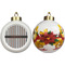 Gray Stripes Ceramic Christmas Ornament - Poinsettias (APPROVAL)
