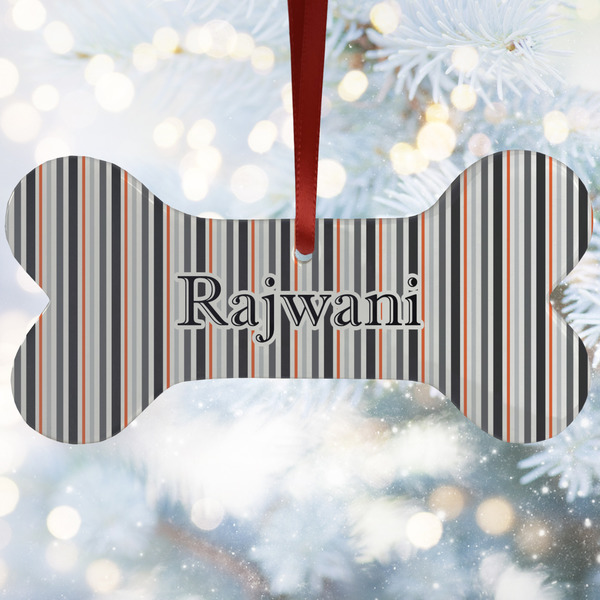 Custom Gray Stripes Ceramic Dog Ornament w/ Name or Text