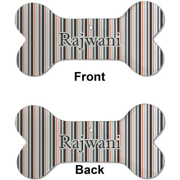 Gray Stripes Ceramic Flat Ornament - Bone Front & Back (APPROVAL)