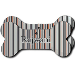 Gray Stripes Ceramic Dog Ornament - Front & Back w/ Name or Text