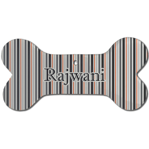 Gray Stripes Ceramic Flat Ornament - Bone Front