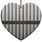 Gray Stripes Ceramic Flat Ornament - Heart (Front)