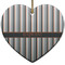 Gray Stripes Heart Ceramic Ornament w/ Name or Text