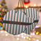 Gray Stripes Ceramic Ornament w/ Name or Text