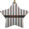 Gray Stripes Star Ceramic Ornament w/ Name or Text