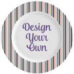 Gray Stripes Ceramic Dinner Plates (Set of 4) (Personalized)