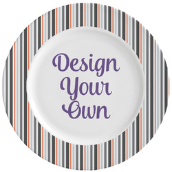 Gray Stripes Ceramic Dinner Plates (Set of 4) (Personalized)