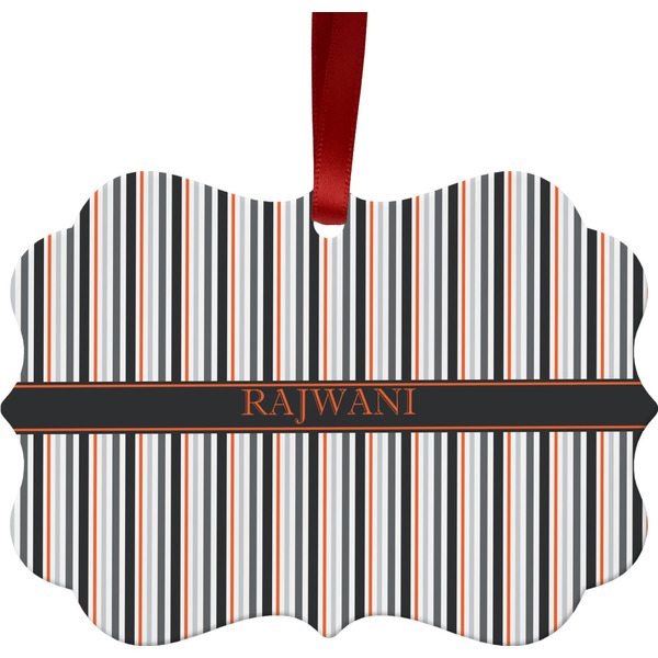 Gray Stripes Christmas Ornament (Front View)