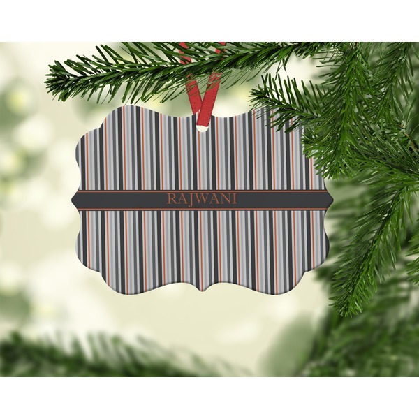 Gray Stripes Christmas Ornament (On Tree)