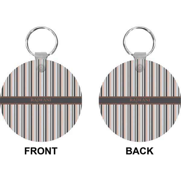 Gray Stripes Circle Keychain (Front + Back)