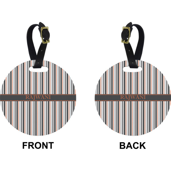 Gray Stripes Circle Luggage Tag (Front + Back)