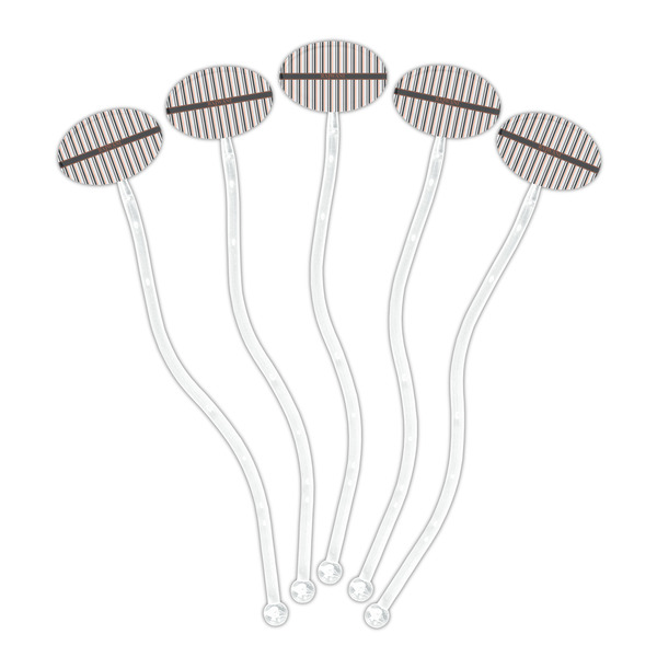 Gray Stripes Clear Plastic 7" Stir Stick - Oval - Fan