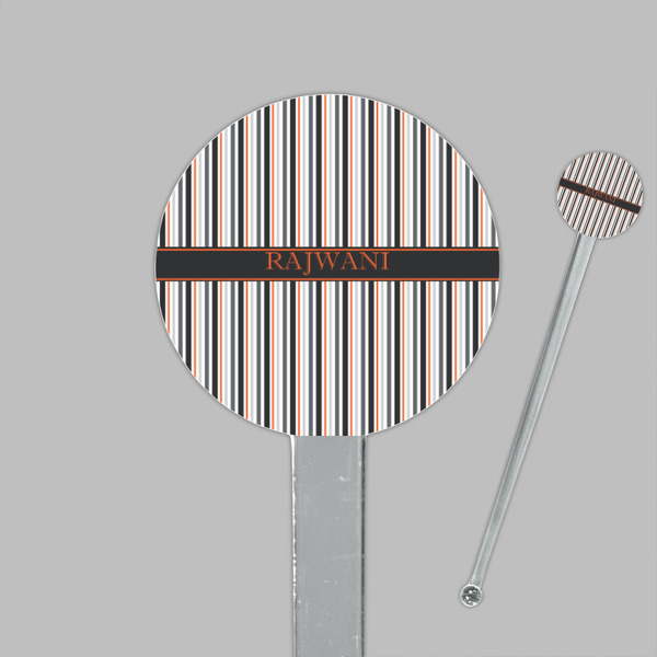 Gray Stripes Clear Plastic 7" Stir Stick - Round - Closeup