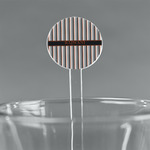 Gray Stripes 7" Round Plastic Stir Sticks - Clear (Personalized)