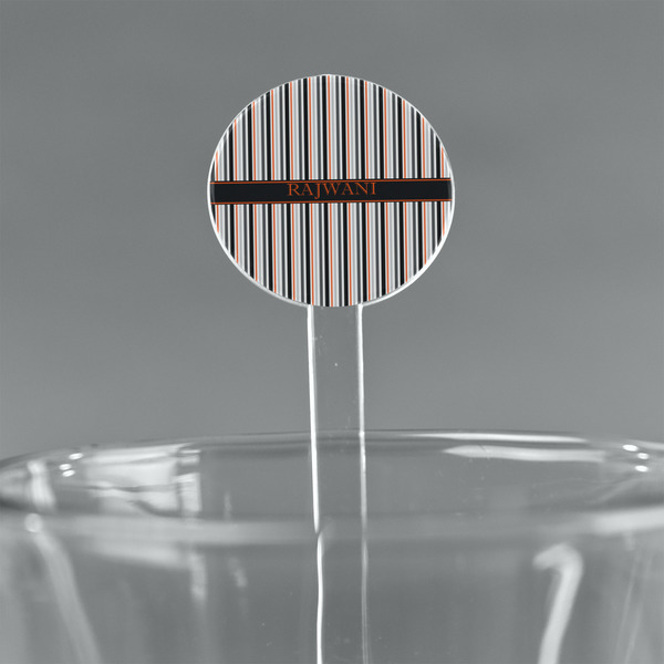 Custom Gray Stripes 5.5" Round Plastic Stir Sticks - Clear (Personalized)