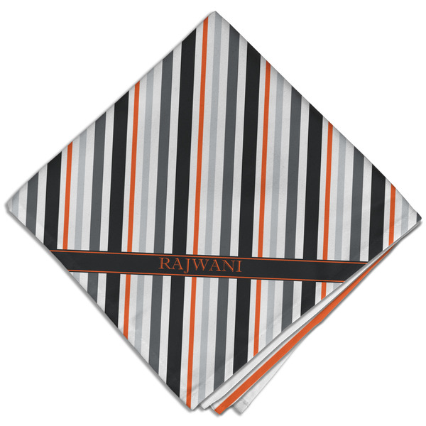 Custom Gray Stripes Cloth Dinner Napkin - Single w/ Name or Text