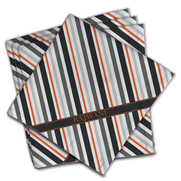 Custom Gray Stripes Cloth Napkins (Set of 4) (Personalized)