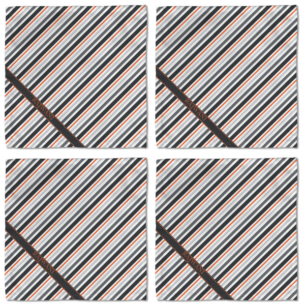 Gray Stripes Cloth Napkins - Personalized Lunch (APPROVAL) Set of 4
