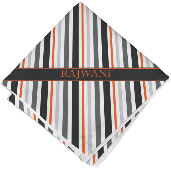 Custom Gray Stripes Cloth Cocktail Napkin - Single w/ Name or Text