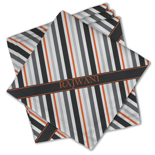 Gray Stripes Cloth Napkins - Personalized Lunch (PARENT MAIN Set of 4)