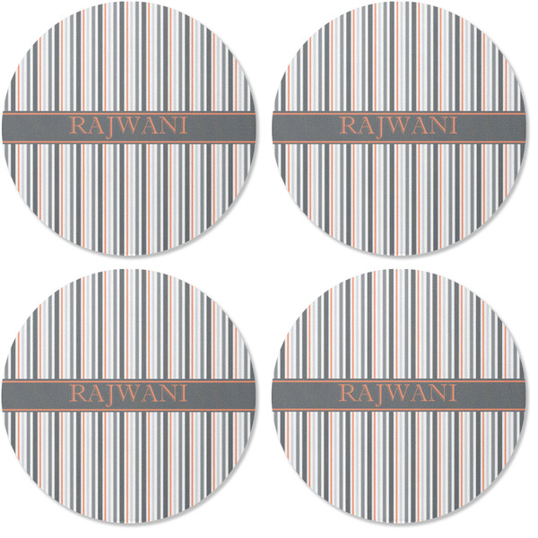 Gray Stripes Coaster Round Rubber Back - Apvl