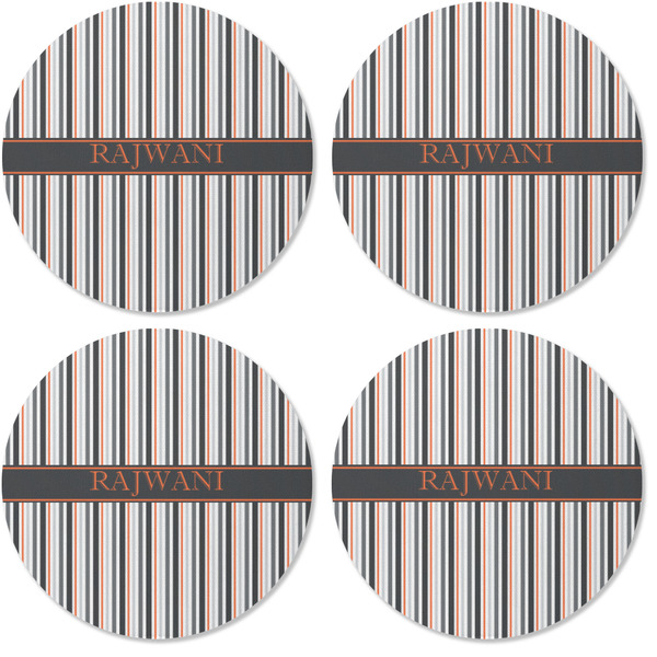 Gray Stripes Coaster Round Rubber Back - Apvl
