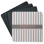 Gray Stripes Square Rubber Backed Coasters - Set of 4 (Personalized)
