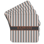 Gray Stripes Cork Coaster - Set of 4 w/ Name or Text