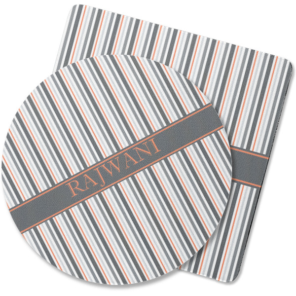Custom Gray Stripes Rubber Backed Coaster (Personalized)