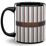 Gray Stripes 11 Oz Coffee Mug - Black (Personalized)