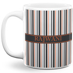 Gray Stripes 11 Oz Coffee Mug - White (Personalized)