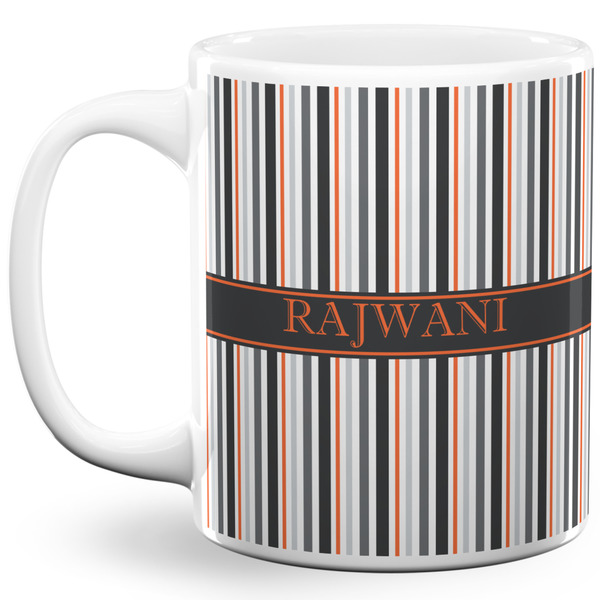 Custom Gray Stripes 11 Oz Coffee Mug - White (Personalized)