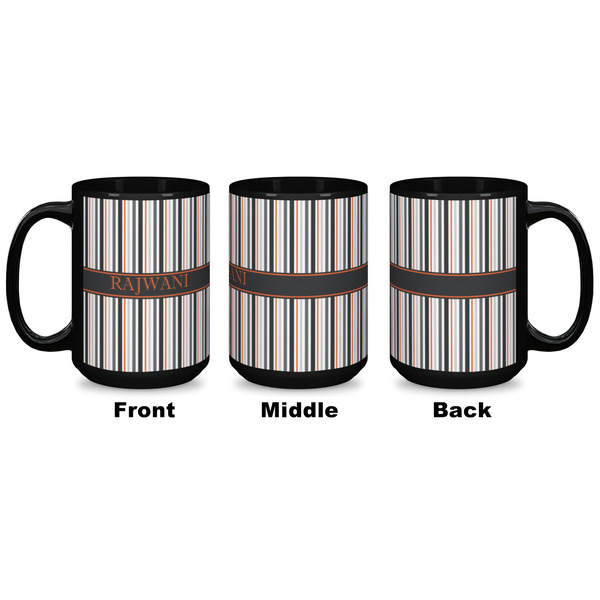Gray Stripes Coffee Mug - 15 oz - Black APPROVAL