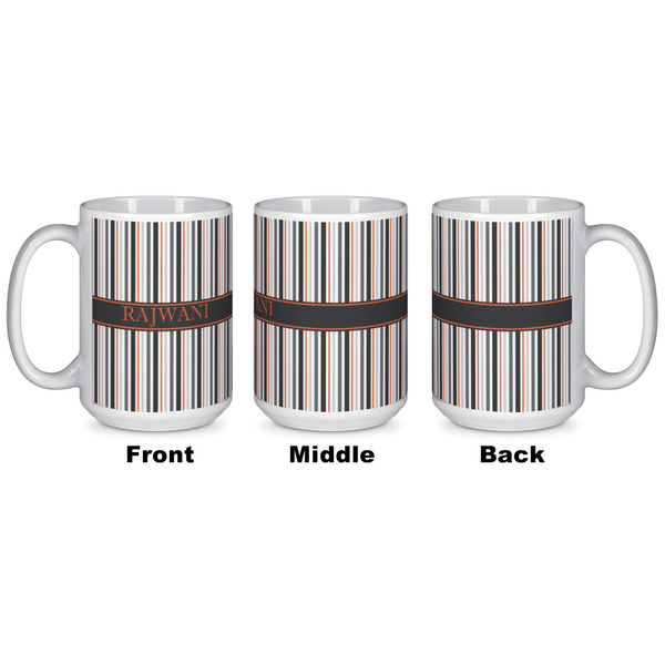 Gray Stripes Coffee Mug - 15 oz - White APPROVAL