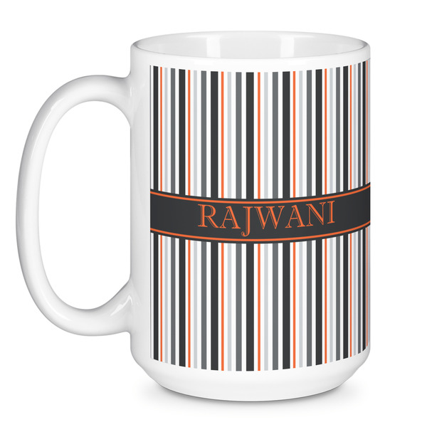 Gray Stripes Coffee Mug - 15 oz - White