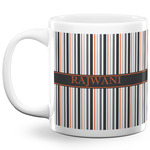 Gray Stripes 20 Oz Coffee Mug - White (Personalized)