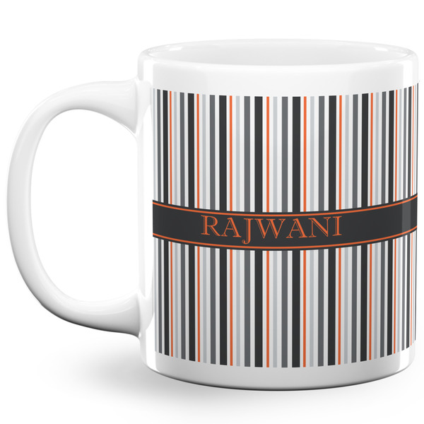 Custom Gray Stripes 20 Oz Coffee Mug - White (Personalized)