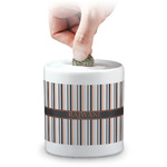 Gray Stripes Coin Bank (Personalized)