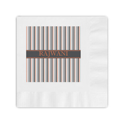Gray Stripes Coined Cocktail Napkins (Personalized)