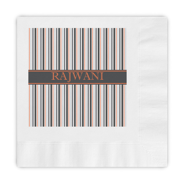 Custom Gray Stripes Embossed Decorative Napkins (Personalized)