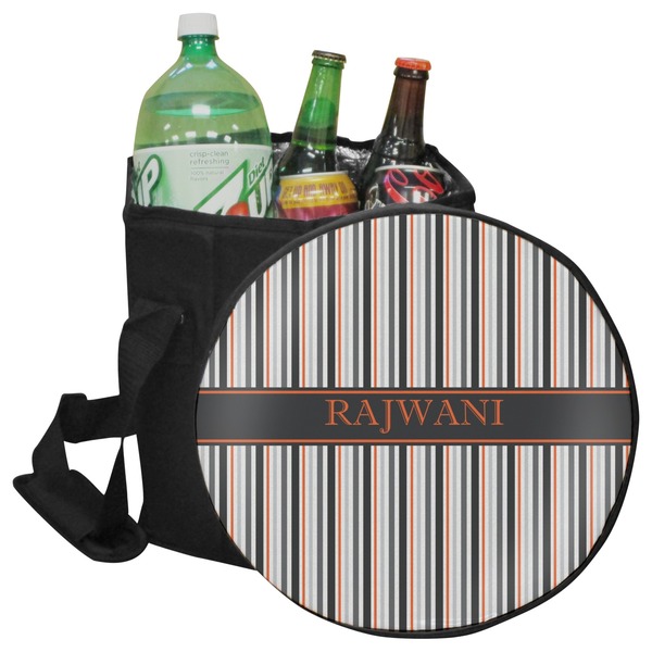 Custom Gray Stripes Collapsible Cooler & Seat (Personalized)