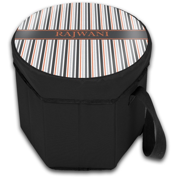 Gray Stripes Collapsible Personalized Cooler & Seat (Closed)